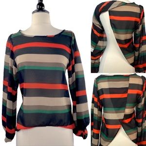 NBW Coco love sheer striped top with slit back